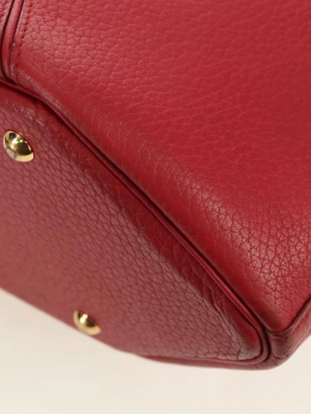 HERMES Ildvo Hand Bag Leather Red Gold Auth bs34829V - Picture 14 of 16